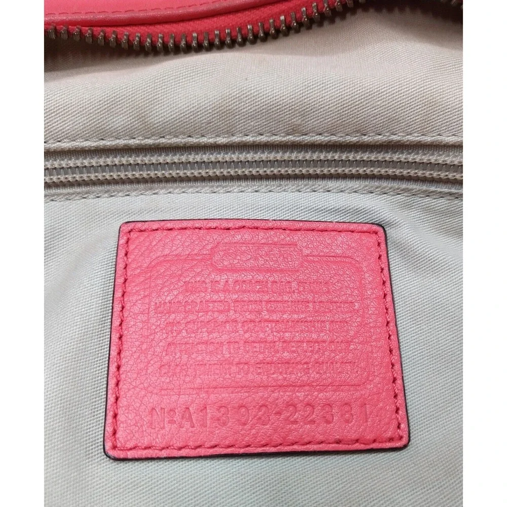 Coach Courtenay Coral Pink Leather Turnlock Pocket Tassel Hobo Shoulder Bag